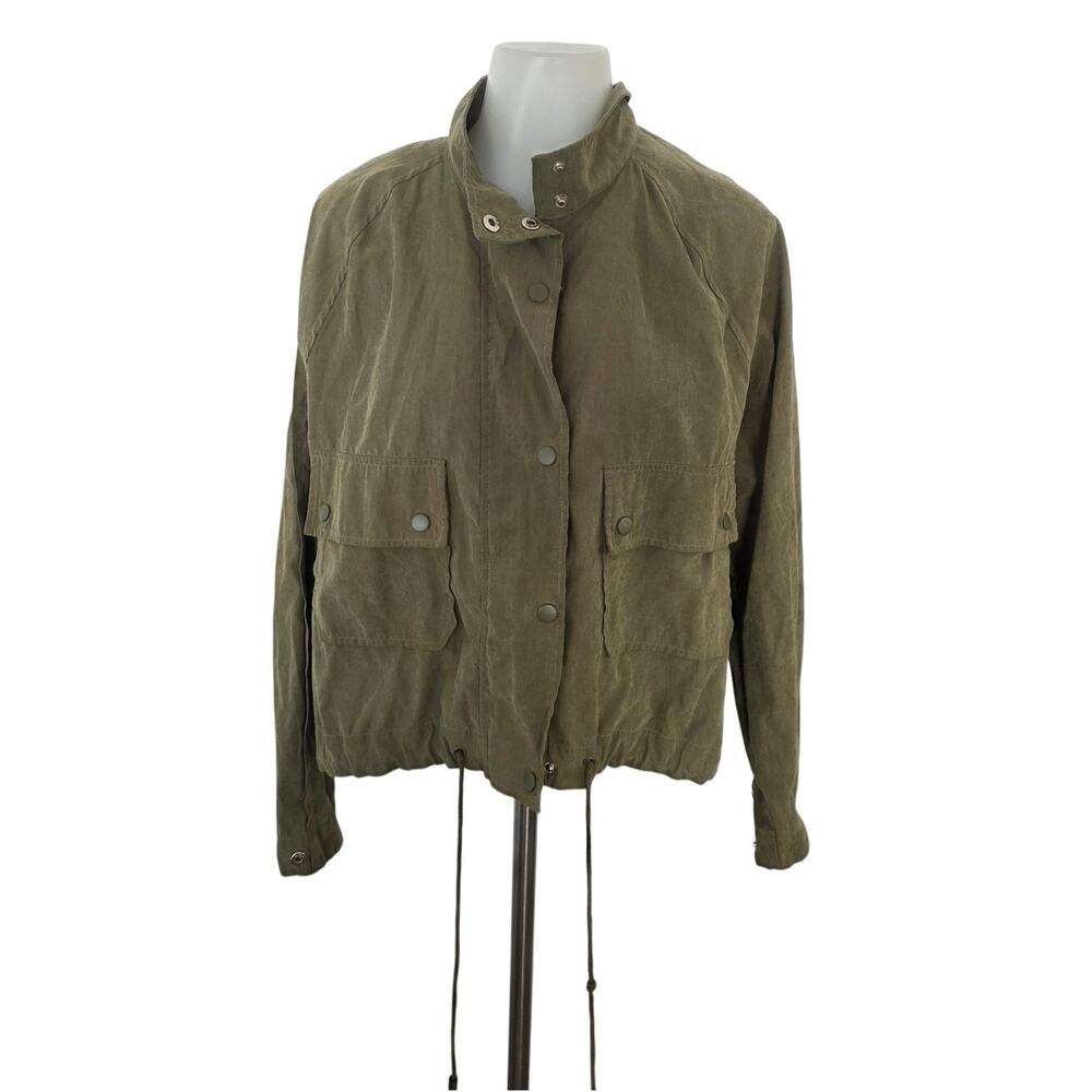 Blu Pepper Utility Cropped Jacket Large Olive Green Y2K Gorpcore Military